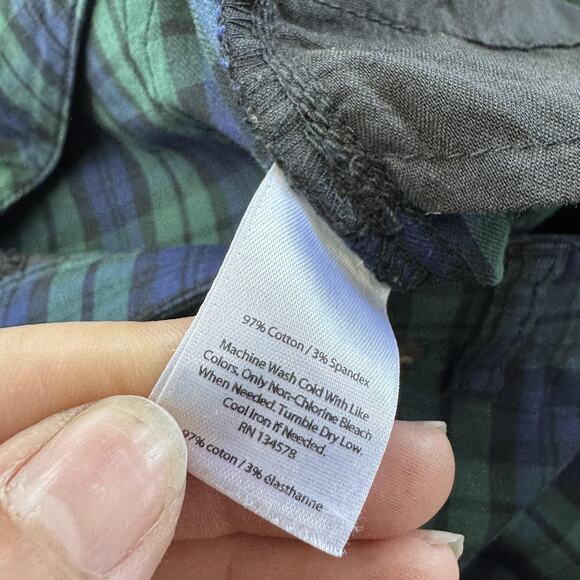 Vineyard Vines Pants Womens 2 Green Blue Plaid Slim Fit Stretch 2P0304 Preppy - Picture 4 of 8